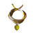 Yellow Hand Printed Silk Twill Bracelet Sterling Silver Gold Plated Enamel Love Charm