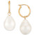Cultured Freshwater Baroque Pearl (12mm) Dangle Hoop Earrings in 14k Gold