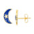 Cubic Zirconia & Enamel Crescent Moon Stud Earrings in 14k Gold-Plated Sterling Silver