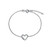RA Rhodium Plated Cubic Zirconia Heart Adjustable Bracelet