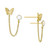 Cubic Zirconia & Butterfly Double Piercing Chain Earrings in Gold-Plated Sterling Silver, Created for Macy's