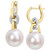 Cultured South Sea Pearl (11mm) & Diamond (1/10 ct. t.w.) Linked Huggie Hoop Earrings in 14k Gold & White Gold