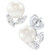 Cultured Freshwater Pearl (8mm) & Cubic Zirconia Stud Earrings in Sterling Silver