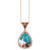 Peacock Aquaprase (31-1/3 ct. t.w.), Vanilla Topaz (3/4 ct. t.w.), & Chocolate Quartz (1/4 ct. t.w.) Teardrop Pendant Necklace in 14k Rose Gold, 18" + 2" extender