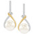 Cultured Freshwater Button Pearl (7mm) & White Topaz (1/5 ct. t.w.) Drop Earrings in Sterling Silver & 14K Gold