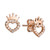 Children's Cubic Zirconia Heart & Crown Stud Earrings in 14k Rose Gold