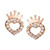 Children's Cubic Zirconia Heart & Crown Stud Earrings in 14k Rose Gold