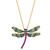 Multi-Gemstone (1-7/8 ct. t.w.) & Diamond (1/3 ct. t.w.) Dragonfly Pendant Necklace in 14k Gold, 18" + 2" extender