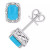 Onyx & Diamond Accent Rectangle Stud Earrings in Sterling Silver (Also in Turquoise & Labradorite)
