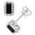 Onyx & Diamond Accent Rectangle Stud Earrings in Sterling Silver (Also in Turquoise & Labradorite)