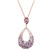 Purple & White Cubic Zirconia Teardrop 18" Pendant Necklace in 14k Rose Gold-Plated Sterling Silver