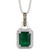 Emerald (1-1/5 ct. t.w.) & Diamond (1/5 ct. t.w.) Halo Adjustable Pendant Necklace