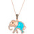 Turquoise Enamel & Diamond (5/8 ct. t.w.) 18" Elephant Pendant Necklace in 14k Rose Gold