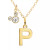 Mickey Mouse Initial Pendant 18" Necklace with Cubic Zirconia in 14k Yellow Gold