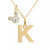 Mickey Mouse Initial Pendant 18" Necklace with Cubic Zirconia in 14k Yellow Gold