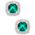 Lab-Created Emerald (1-1/3 ct. t.w.) and White Sapphire (1/3 ct. t.w.) Square Stud Earrings in Sterling Silver