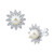 Cultured Freshwater Pearl (7mm) & White Topaz (3/8 ct. t.w.) Flower Stud Earrings in Sterling Silver