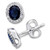 Sapphire (7/8 ct. t.w.) & Diamond (1/10 ct. t.w.) Oval Stud Earrings in 14k White Gold