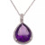 Amethyst (6 ct. t.w.) & White Topaz (1/2 ct. t.w.) Teardrop Halo 18" Pendant Necklace in Sterling Silver (Also in Smoky Quartz & Green Quartz)