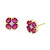 Ruby (2 ct. t.w.) & Diamond (1/20 ct. t.w.) Flower Stud Earrings in 14k Gold