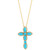 EFFY® Turquoise & Diamond (1/5 ct. tw.) Cross 18" Pendant Necklace in 14k Gold