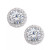 Cubic Zirconia Halo Stud Earrings in Sterling Silver