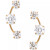 Cubic Zirconia 3-Stone Ear Climber Earrings in 14k Yellow, White, or Rose Gold