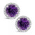 Round-cut Gemstone and Diamond (1/6 ct. t.w.) Stud Earrings in Sterling Silver