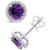 Round-cut Gemstone and Diamond (1/6 ct. t.w.) Stud Earrings in Sterling Silver