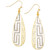 White Crystal Greek Key Drop Earrings in 18k Gold over Sterling Silver