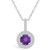 Amethyst (1-1/4 Ct. T.W.) and Diamond (3/8 Ct. T.W.) Halo Pendant Necklace in 14K White Gold