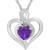 Birthstone Gemstone & Diamond Accent Heart Pendant Necklace in Sterling Silver
