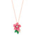 EFFY® Diamond (1/5 ct. t.w.) & Enamel Flower 18" Pendant Necklace in 14k Rose Gold