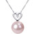 Pink Cultured Freshwater Pearl (9-1/2mm) & Diamond (1/20 ct. t.w.) Heart 17" Pendant Necklace in 10k White Gold