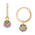 Children's 2-Pc Set Multicolor Crystal Reversible Stud & Dangle Hoop Earrings in 14k Gold-Plated Sterling Silver