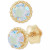 Children's Cubic Zirconia Beaded Frame Stud Earrings in 14k Gold