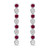 Sterling Silver Elegant Alternating Created Red Ruby and Created White Sapphire Round Bezel Set Drop Earrings