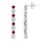 Sterling Silver Elegant Alternating Created Red Ruby and Created White Sapphire Round Bezel Set Drop Earrings