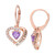 Amethyst (4/5 ct. t.w.) & White Topaz (5/8 ct. t.w.) Heart "I Love You" Leverback Drop Earrings in 18k Rose Gold-Plated Sterling Silver