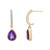 Amethyst and Diamond Accent Pear Earring in 14K Yellow Gold Over Sterling Silver