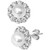 Cultured Freshwater Pearl (8mm) & Cubic Zirconia Halo Stud Earrings in Sterling Silver