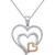 Diamond Nested Heart Pendant Necklace (1/10 ct. t.w.) in Sterling Silver and 14k Gold