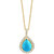 EFFY® Turquoise & Diamond (1/5 ct. t.w.) Teardrop Halo 18" Pendant Necklace in 14k Gold