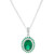 Green Quartz (3/8 ct. t.w.) & Lab-Created White Sapphire (1/5 ct. t.w.), & Lab-Created Green Stone Oval Halo 18" Pendant Necklace in Sterling Silver