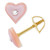 Children's Pink Mother of Pearl & Crystal Heart Stud Earrings in 14k Gold