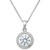 Cubic Zirconia Halo Pendant Necklace in Sterling Silver or 18k Gold over Sterling Silver