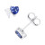 Blue and White Cubic Zirconia Heart Stud Earrings in Sterling Silver or 14k Gold over Sterling Silver