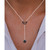 Black Spinel Moon & Star Lariat Necklace in Sterling Silver, 16" + 2" extender