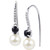 Cultured Freshwater Pearl (6 1/2mm), Onyx, & Lab-Created White Sapphire (1/10 ct. t.w.) Drop Earrings in Sterling Silver