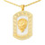 Lion's Head Two-Tone 24" Pendant Necklace in Stainless Steel & Yellow Ion-Plate